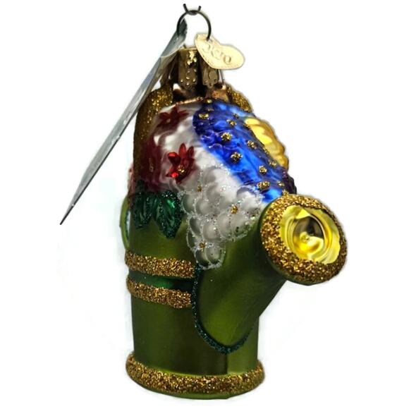 OWC Watering Can Green Flowers Garden Old World Christmas Spring Tree Ornament - Picture 7 of 12